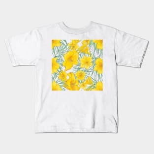 Yellow daylily flower pattern Kids T-Shirt